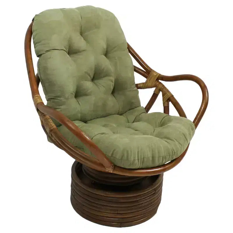 Fauteuil à bascule pivotant en rotin avec coussin en micro-suède - International Caravan