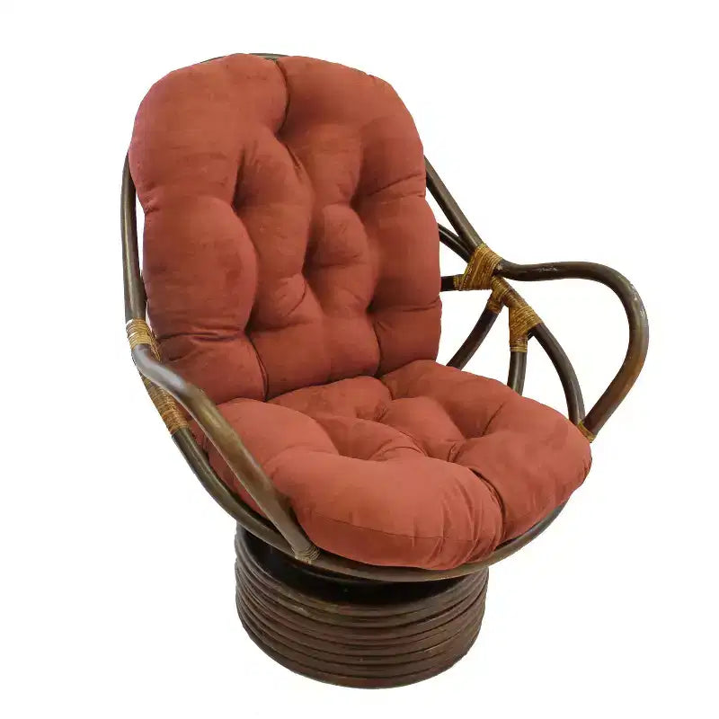 Fauteuil à bascule pivotant en rotin avec coussin en micro-suède - International Caravan