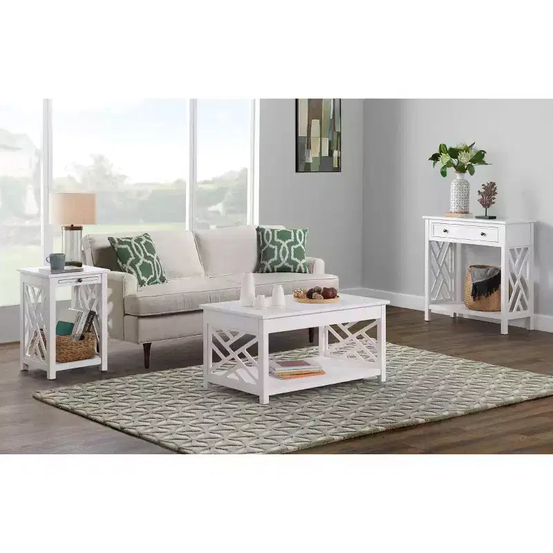 36 Table basse Middlebury, table d'appoint avec plateau et console – Alaterre Furniture