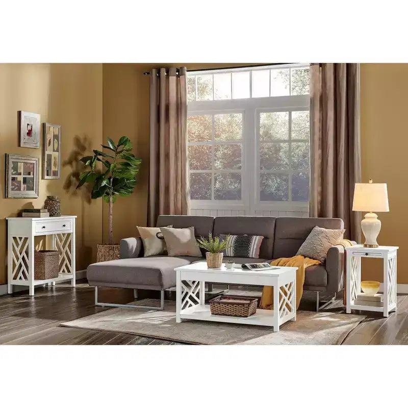 36 Table basse Middlebury, table d'appoint avec plateau et console – Alaterre Furniture