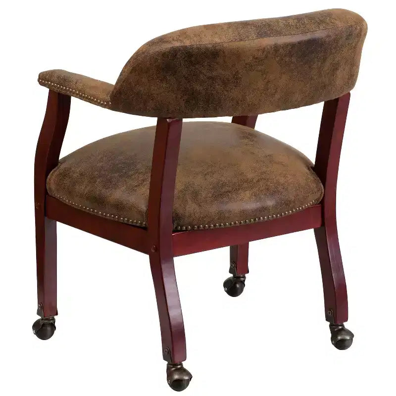 Chaise de conférence Flash Furniture avec clous décoratifs et roulettes