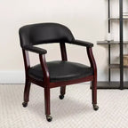 Chaise de conférence Flash Furniture avec clous décoratifs et roulettes