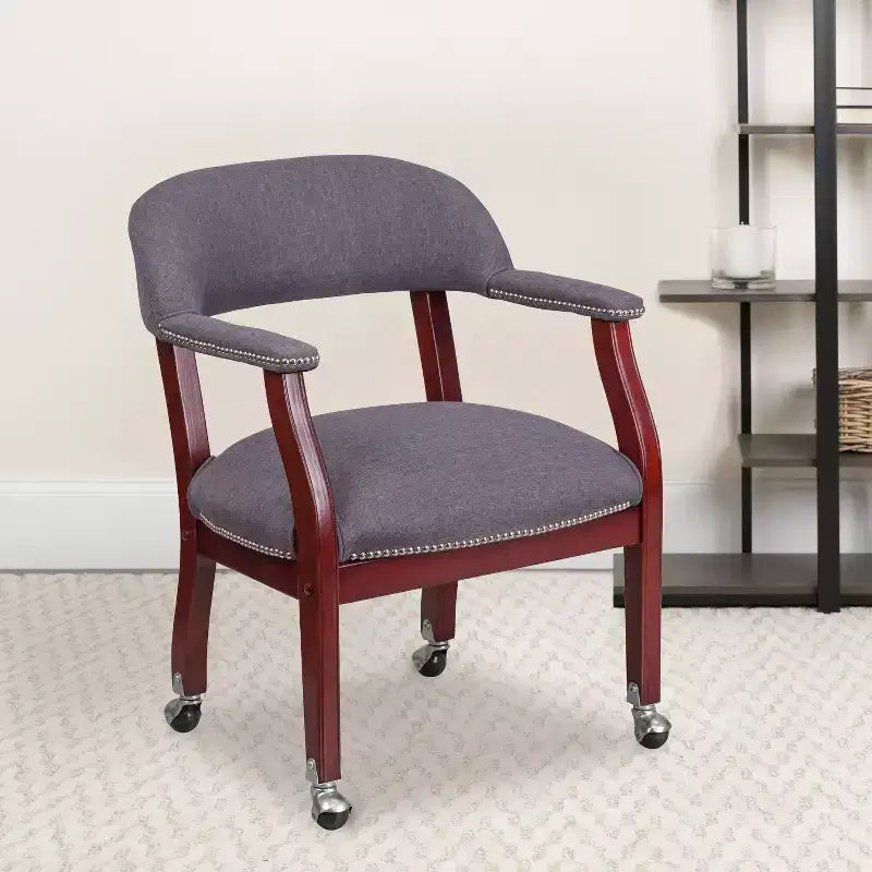 Chaise de conférence Flash Furniture avec clous décoratifs et roulettes