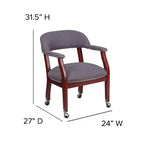 Chaise de conférence Flash Furniture avec clous décoratifs et roulettes