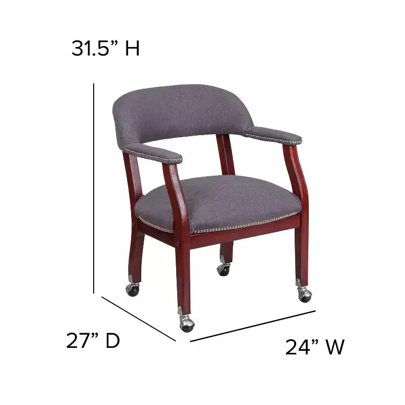 Chaise de conférence Flash Furniture avec clous décoratifs et roulettes