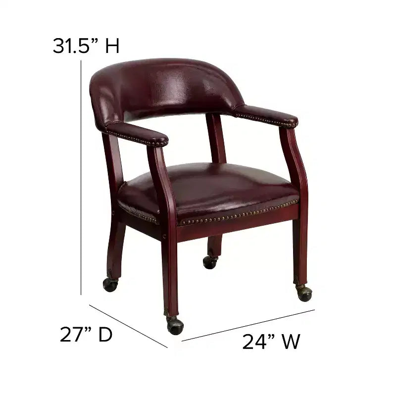 Chaise de conférence Flash Furniture avec clous décoratifs et roulettes