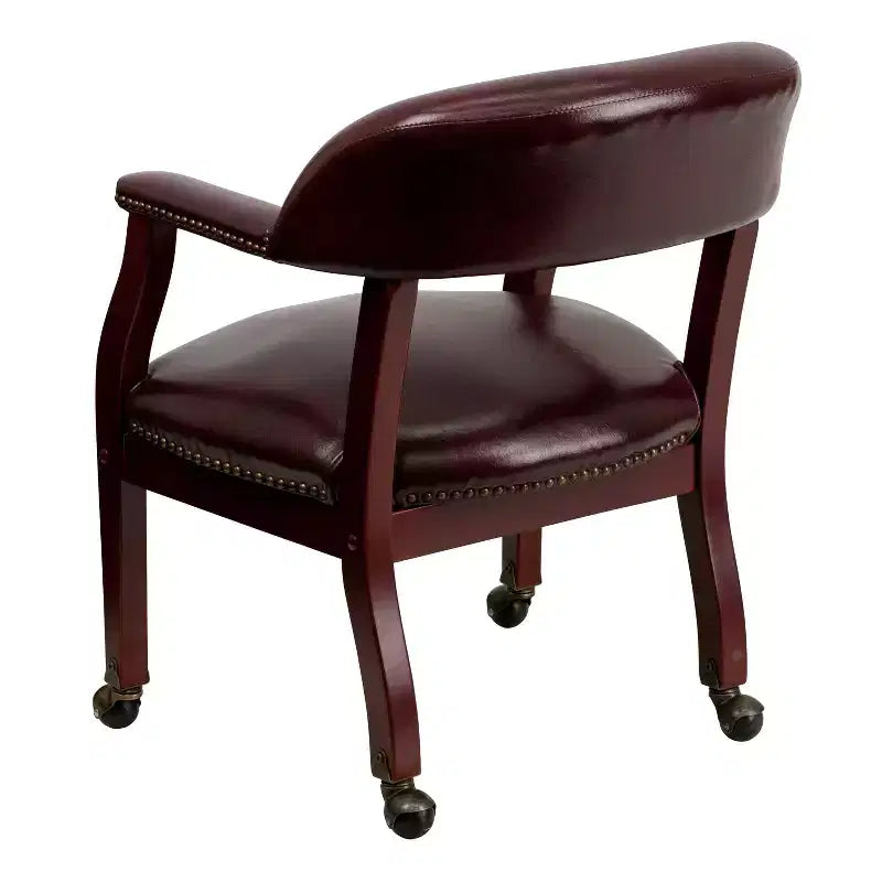 Chaise de conférence Flash Furniture avec clous décoratifs et roulettes