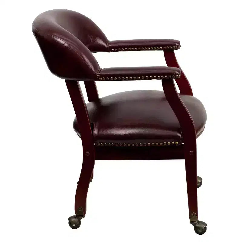 Chaise de conférence Flash Furniture avec clous décoratifs et roulettes
