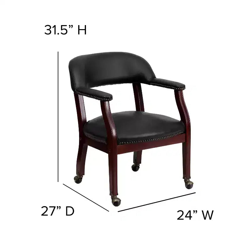 Chaise de conférence Flash Furniture avec clous décoratifs et roulettes