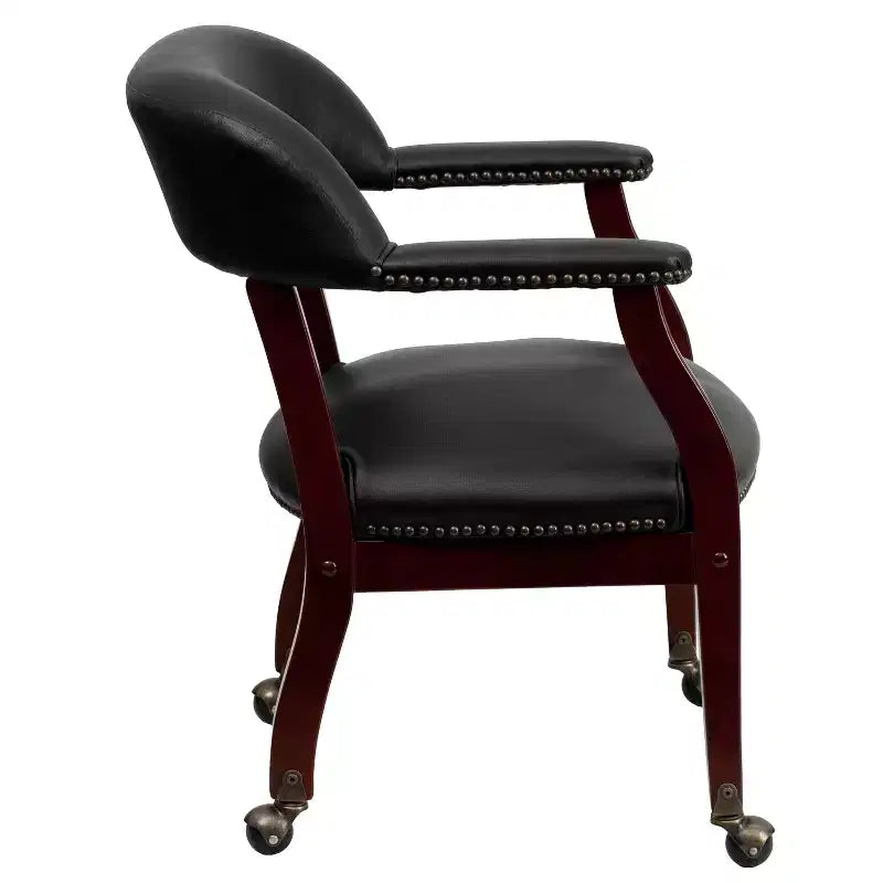 Chaise de conférence Flash Furniture avec clous décoratifs et roulettes