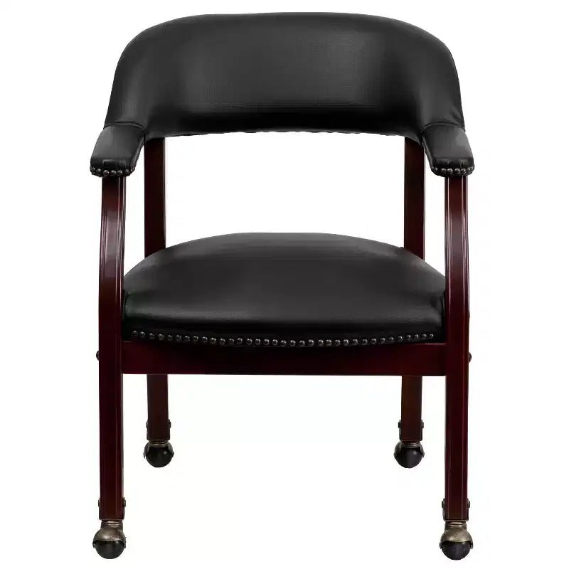 Chaise de conférence Flash Furniture avec clous décoratifs et roulettes