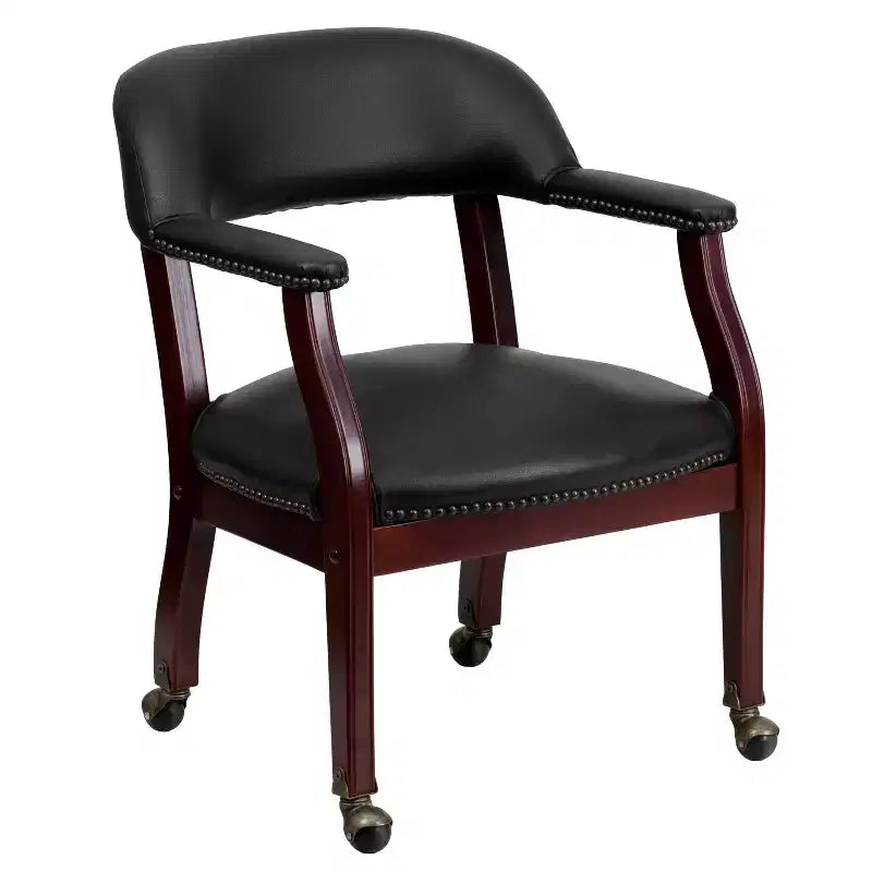 Chaise de conférence Flash Furniture avec clous décoratifs et roulettes