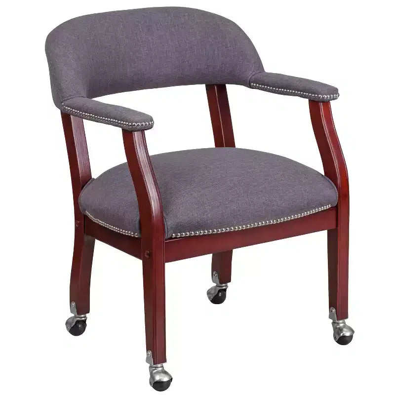 Chaise de conférence Flash Furniture avec clous décoratifs et roulettes