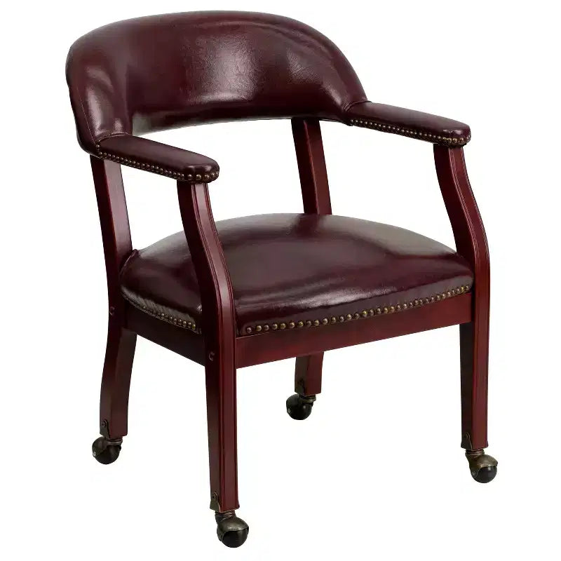 Chaise de conférence Flash Furniture avec clous décoratifs et roulettes