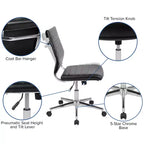Chaise de bureau pivotante de direction contemporaine en similicuir avec dossier mi-haut sans accoudoirs Flash Furniture