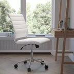 Chaise de bureau pivotante de direction contemporaine en similicuir avec dossier mi-haut sans accoudoirs Flash Furniture