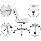 Chaise de bureau pivotante de direction contemporaine en similicuir avec dossier mi-haut sans accoudoirs Flash Furniture
