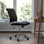 Chaise de bureau pivotante de direction contemporaine en similicuir avec dossier mi-haut sans accoudoirs Flash Furniture