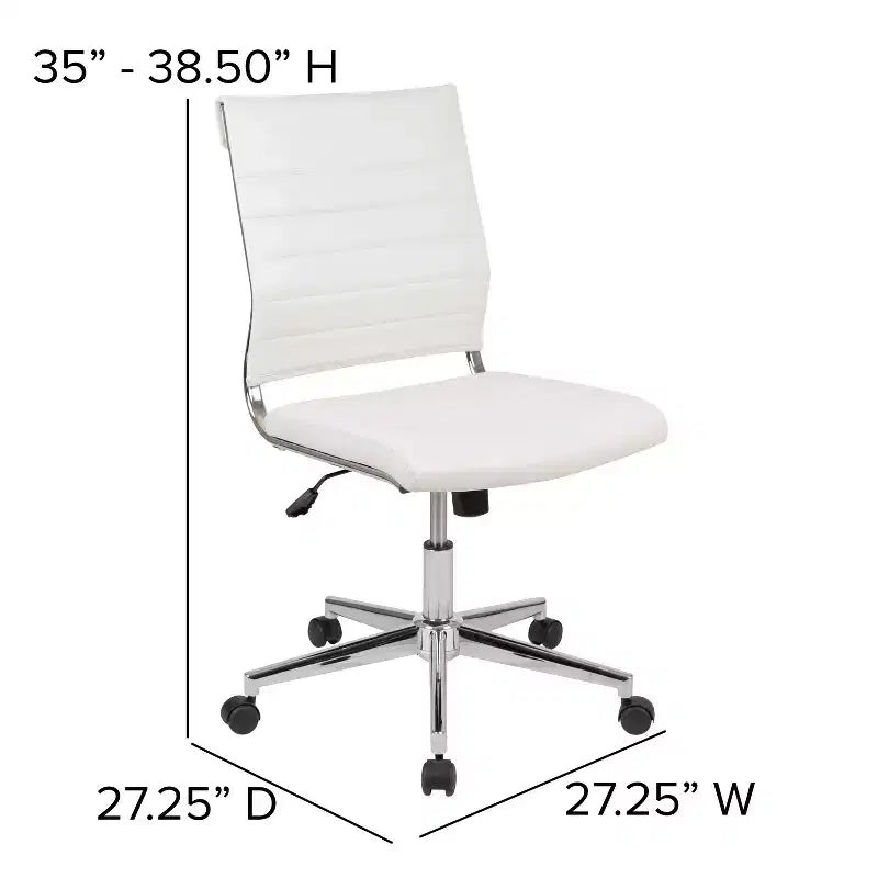 Chaise de bureau pivotante de direction contemporaine en similicuir avec dossier mi-haut sans accoudoirs Flash Furniture