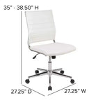 Chaise de bureau pivotante de direction contemporaine en similicuir avec dossier mi-haut sans accoudoirs Flash Furniture