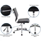 Chaise de bureau pivotante de direction contemporaine en similicuir avec dossier mi-haut sans accoudoirs Flash Furniture