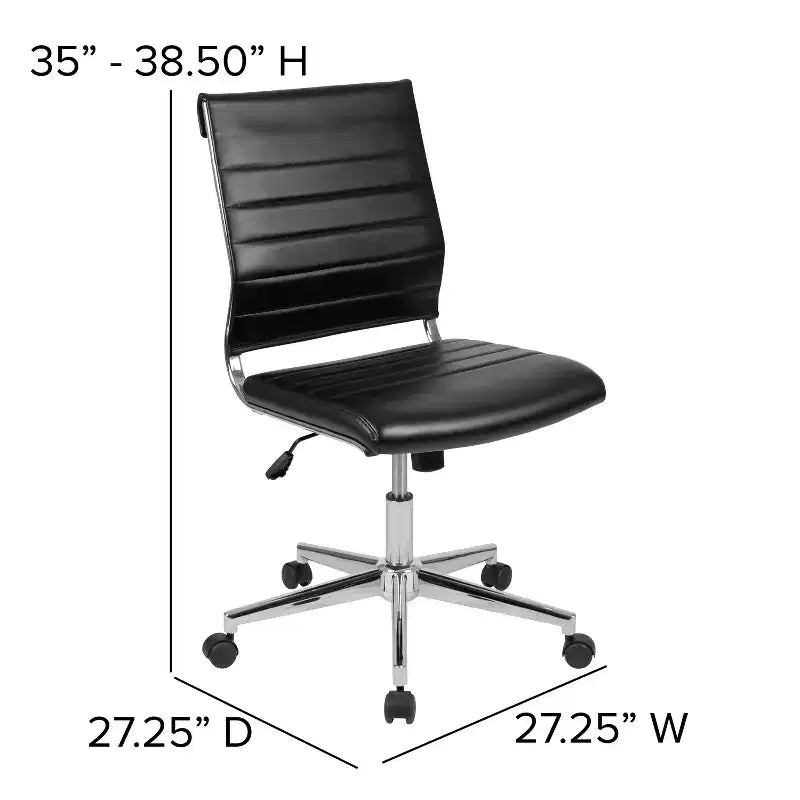 Chaise de bureau pivotante de direction contemporaine en similicuir avec dossier mi-haut sans accoudoirs Flash Furniture