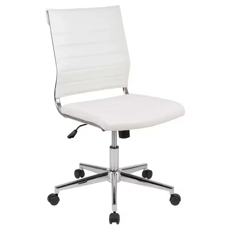 Chaise de bureau pivotante de direction contemporaine en similicuir avec dossier mi-haut sans accoudoirs Flash Furniture