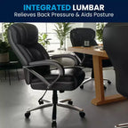 Flash Furniture HERCULES Series Grand & Tall, capacité de 226 kg, fauteuil de bureau ergonomique pivotant en LeatherSoft avec assise extra large