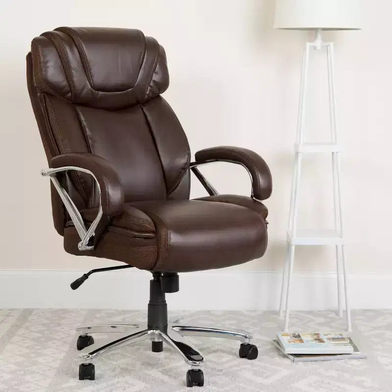 Flash Furniture HERCULES Series Grand & Tall, capacité de 226 kg, fauteuil de bureau ergonomique pivotant en LeatherSoft avec assise extra large