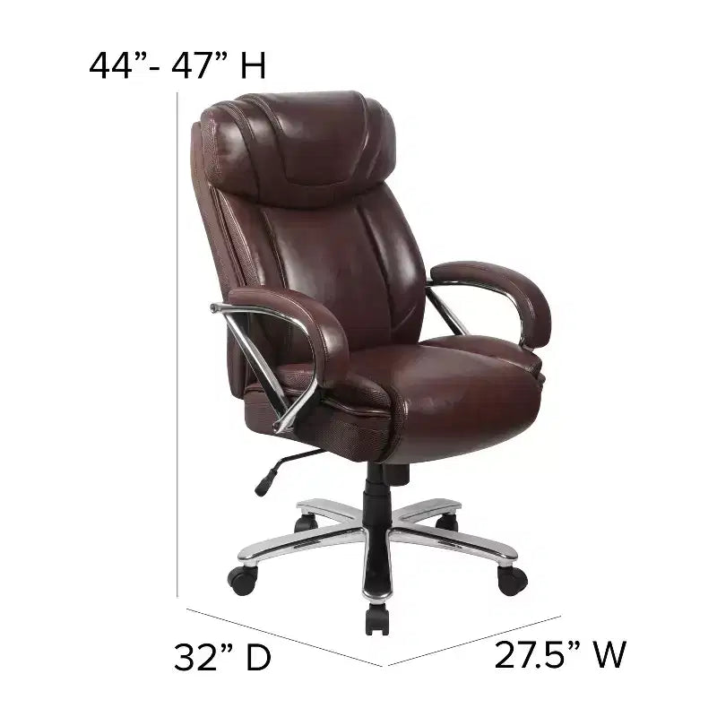 Flash Furniture HERCULES Series Grand & Tall, capacité de 226 kg, fauteuil de bureau ergonomique pivotant en LeatherSoft avec assise extra large