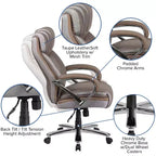 Flash Furniture HERCULES Series Grand & Tall, capacité de 226 kg, fauteuil de bureau ergonomique pivotant en LeatherSoft avec assise extra large