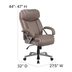 Flash Furniture HERCULES Series Grand & Tall, capacité de 226 kg, fauteuil de bureau ergonomique pivotant en LeatherSoft avec assise extra large