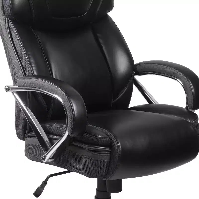Flash Furniture HERCULES Series Grand & Tall, capacité de 226 kg, fauteuil de bureau ergonomique pivotant en LeatherSoft avec assise extra large