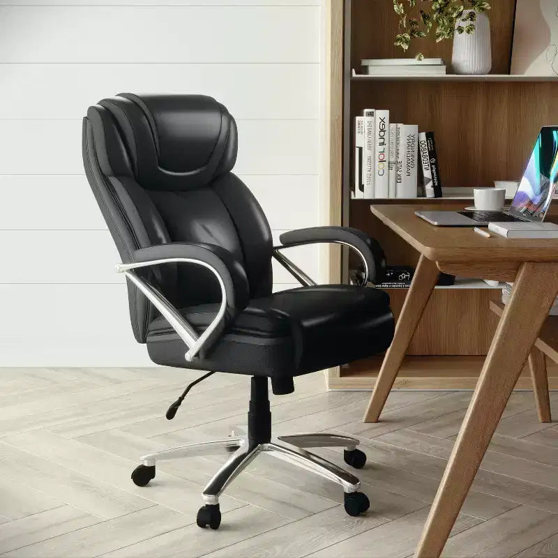 Flash Furniture HERCULES Series Grand & Tall, capacité de 226 kg, fauteuil de bureau ergonomique pivotant en LeatherSoft avec assise extra large