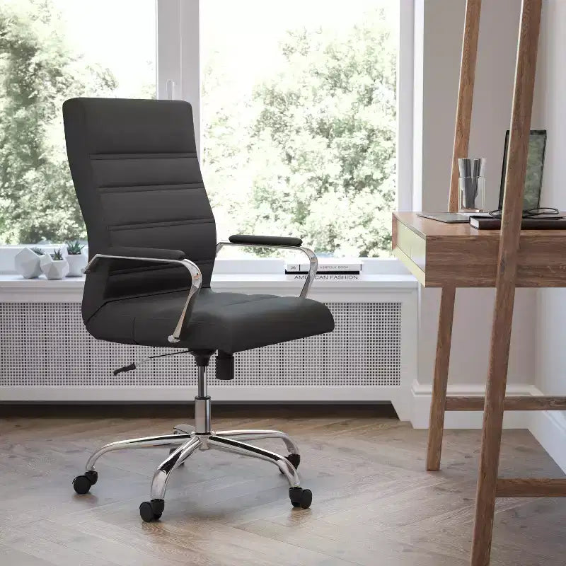 Fauteuil de bureau de direction pivotant Flash Furniture à dossier haut avec structure et accoudoirs en métal