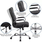 Fauteuil de bureau de direction pivotant Flash Furniture à dossier haut avec structure et accoudoirs en métal