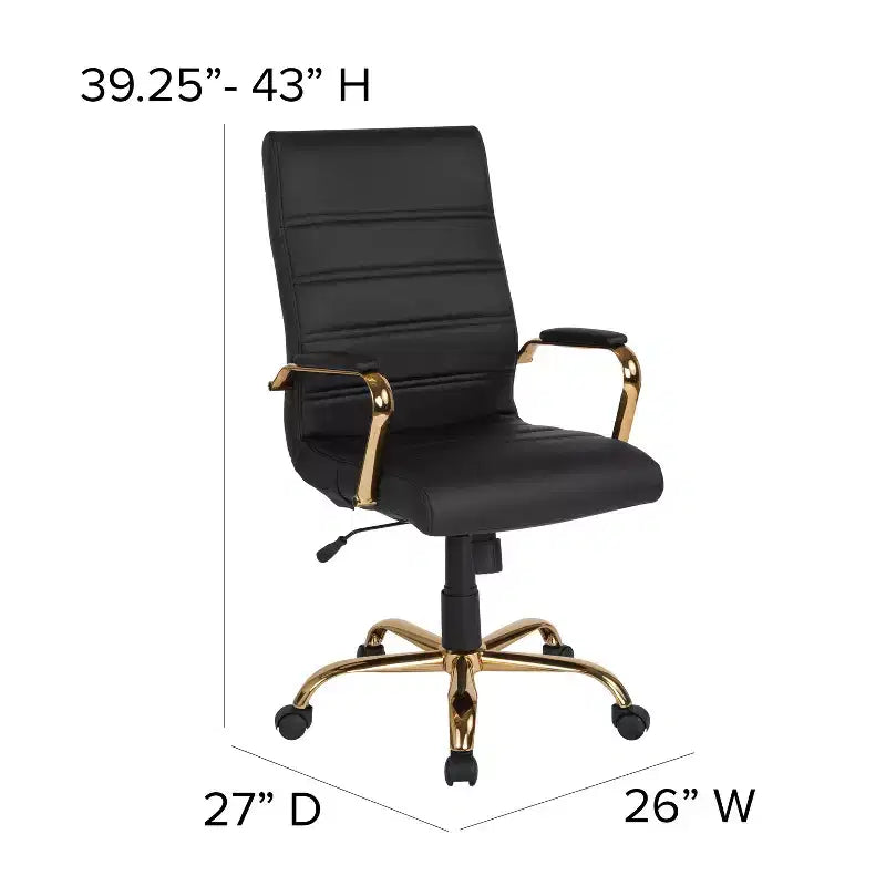 Fauteuil de bureau de direction pivotant Flash Furniture à dossier haut avec structure et accoudoirs en métal