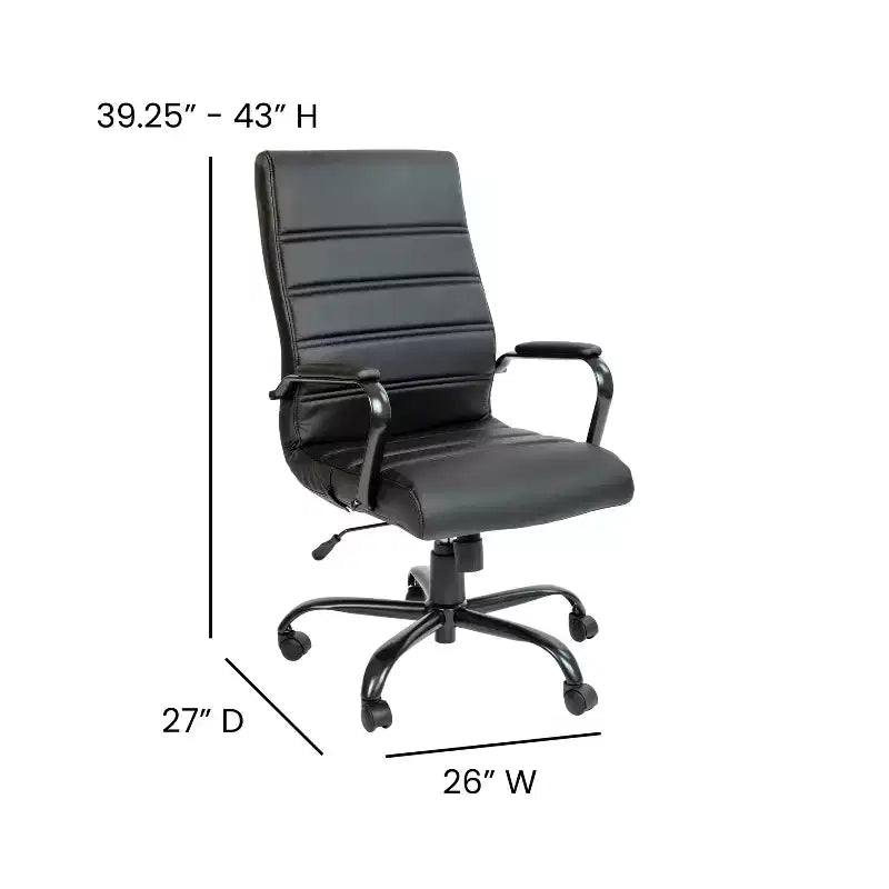Fauteuil de bureau de direction pivotant Flash Furniture à dossier haut avec structure et accoudoirs en métal