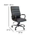 Fauteuil de bureau de direction pivotant Flash Furniture à dossier haut avec structure et accoudoirs en métal