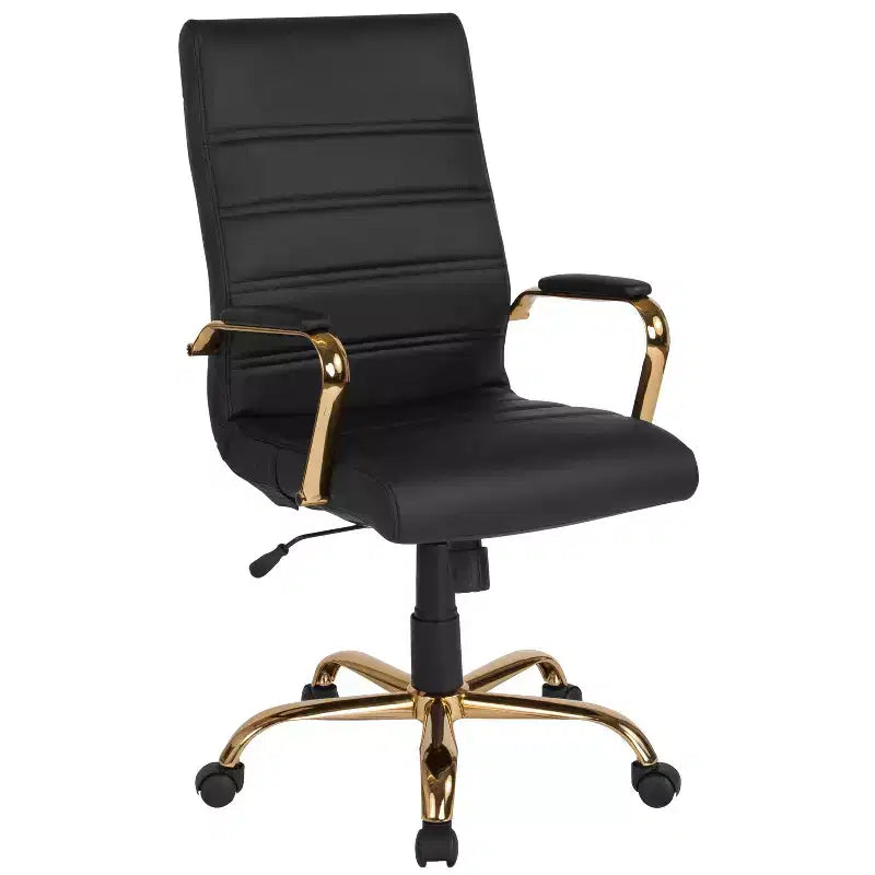 Fauteuil de bureau de direction pivotant Flash Furniture à dossier haut avec structure et accoudoirs en métal