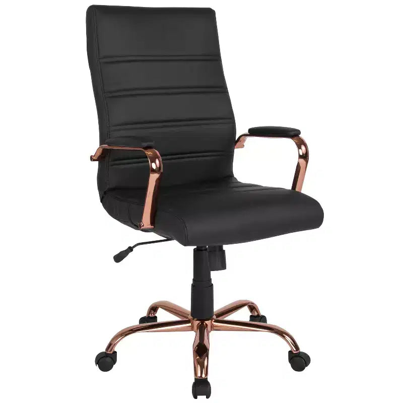 Fauteuil de bureau de direction pivotant Flash Furniture à dossier haut avec structure et accoudoirs en métal