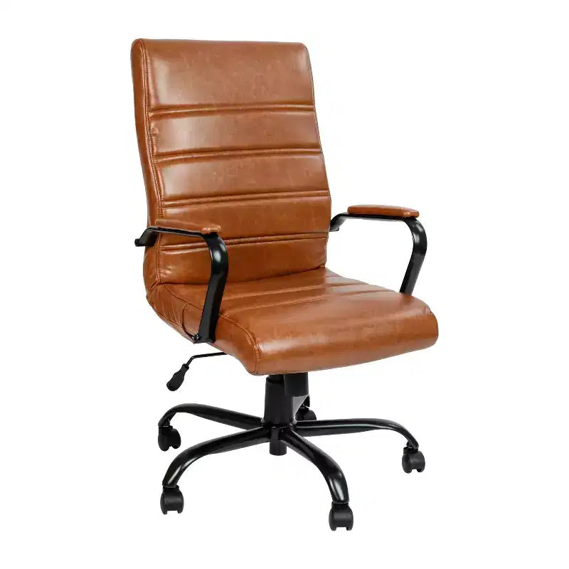 Fauteuil de bureau de direction pivotant Flash Furniture à dossier haut avec structure et accoudoirs en métal