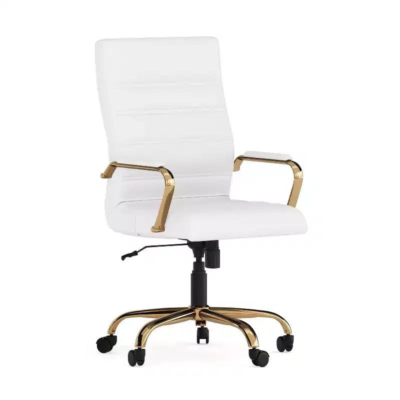 Fauteuil de bureau de direction pivotant Flash Furniture à dossier haut avec structure et accoudoirs en métal