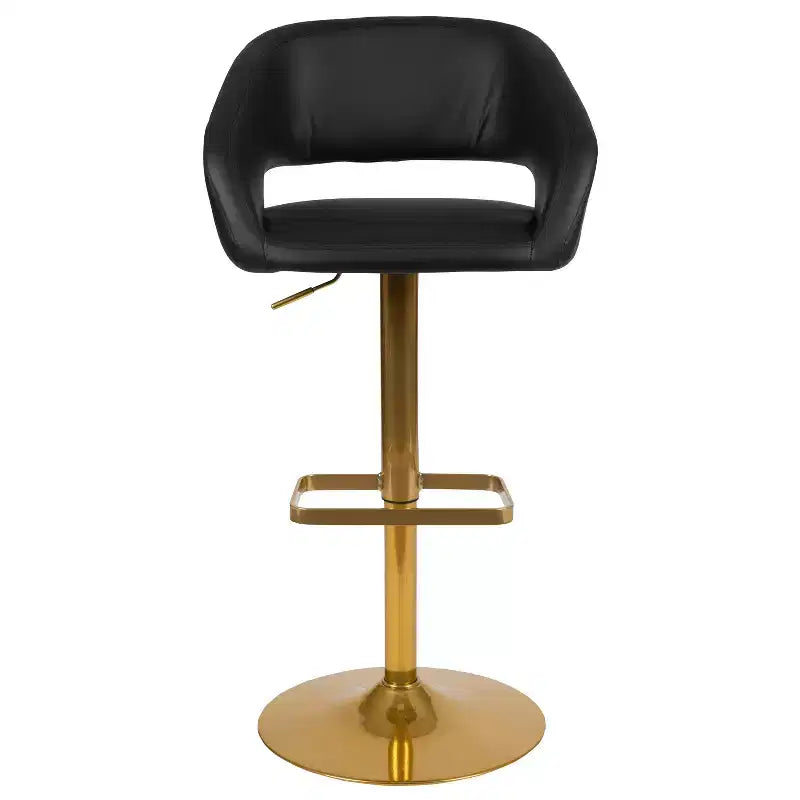 Tabouret de bar contemporain Flash Furniture en vinyle, réglable en hauteur, avec dossier mi-haut arrondi