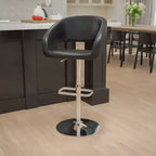 Tabouret de bar contemporain Flash Furniture en vinyle, réglable en hauteur, avec dossier mi-haut arrondi