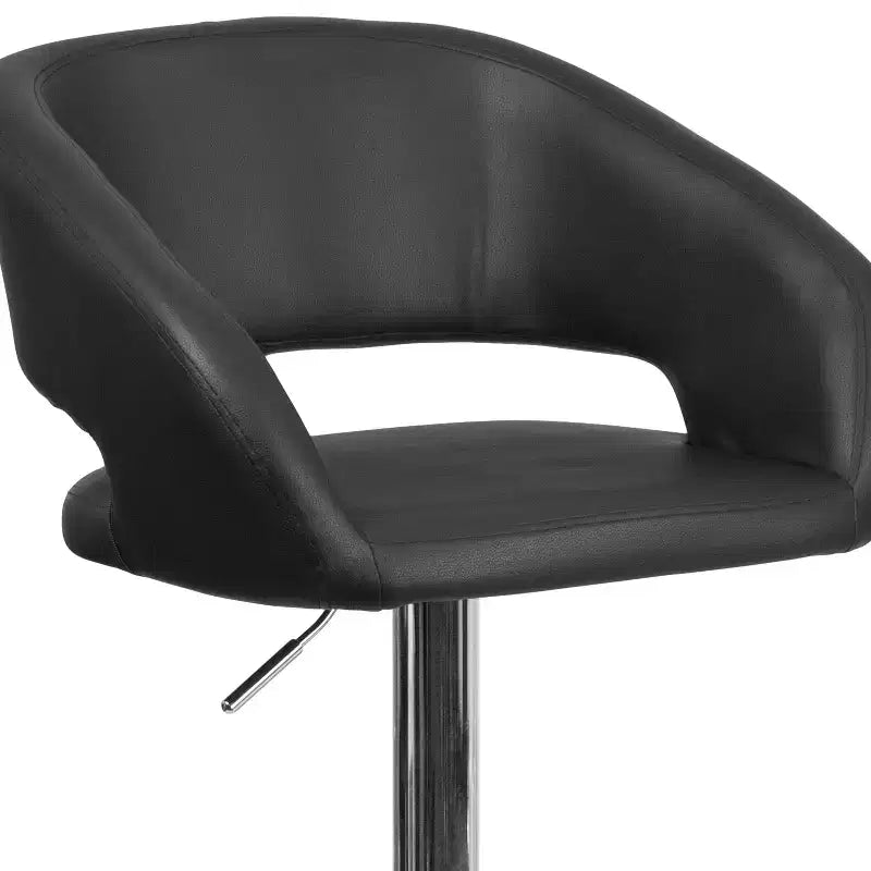 Tabouret de bar contemporain Flash Furniture en vinyle, réglable en hauteur, avec dossier mi-haut arrondi
