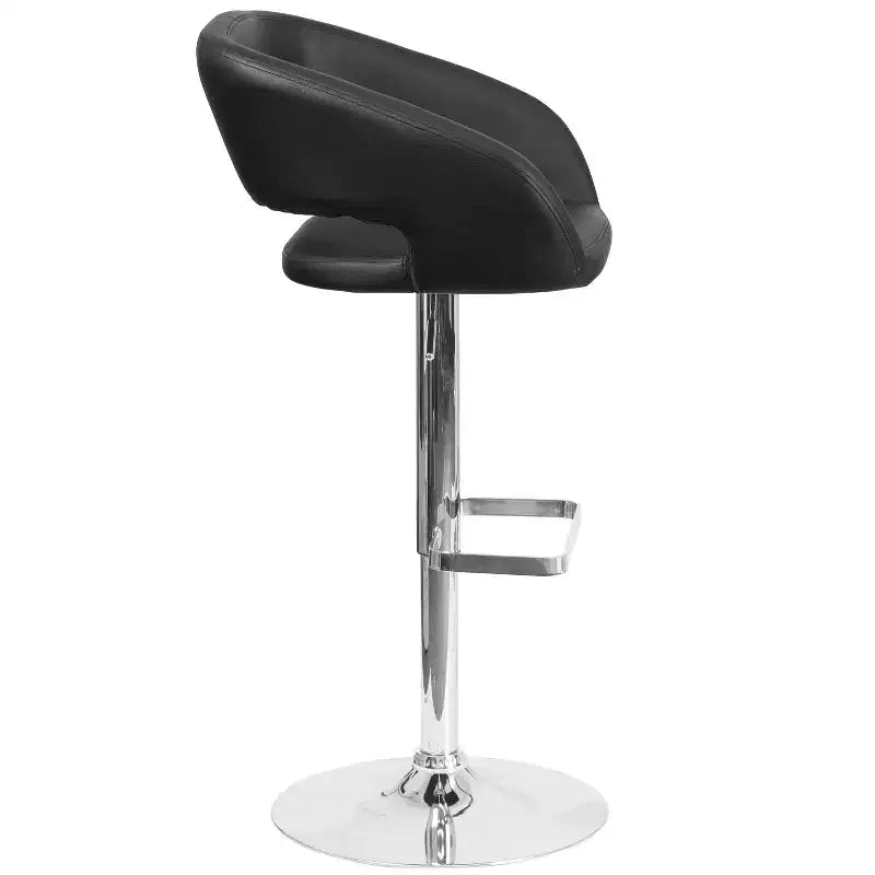 Tabouret de bar contemporain Flash Furniture en vinyle, réglable en hauteur, avec dossier mi-haut arrondi