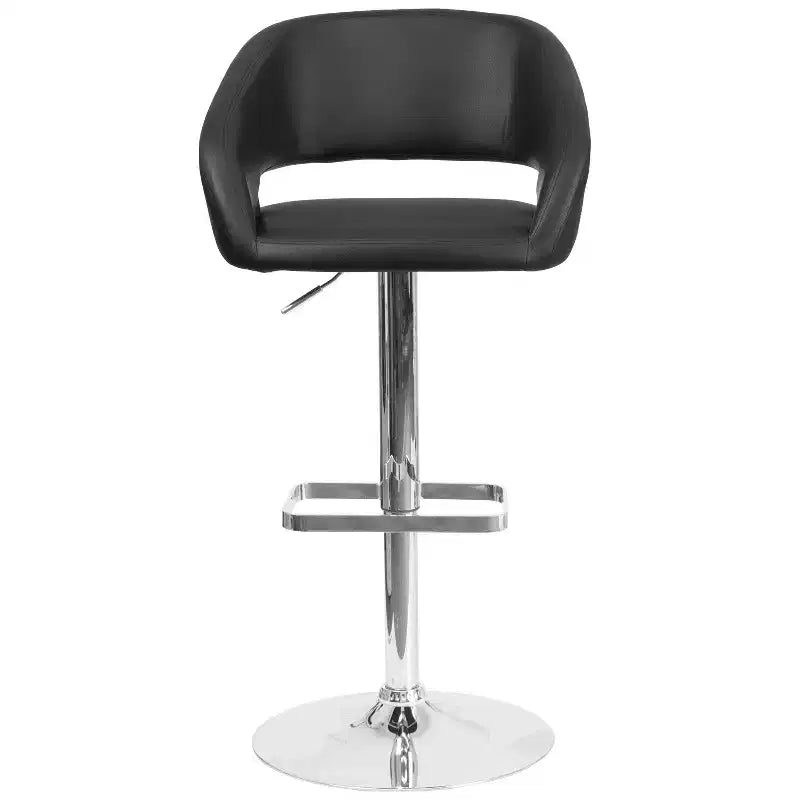 Tabouret de bar contemporain Flash Furniture en vinyle, réglable en hauteur, avec dossier mi-haut arrondi