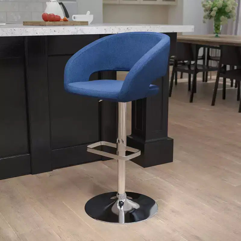 Tabouret de bar contemporain Flash Furniture en vinyle, réglable en hauteur, avec dossier mi-haut arrondi
