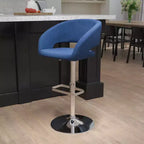 Tabouret de bar contemporain Flash Furniture en vinyle, réglable en hauteur, avec dossier mi-haut arrondi